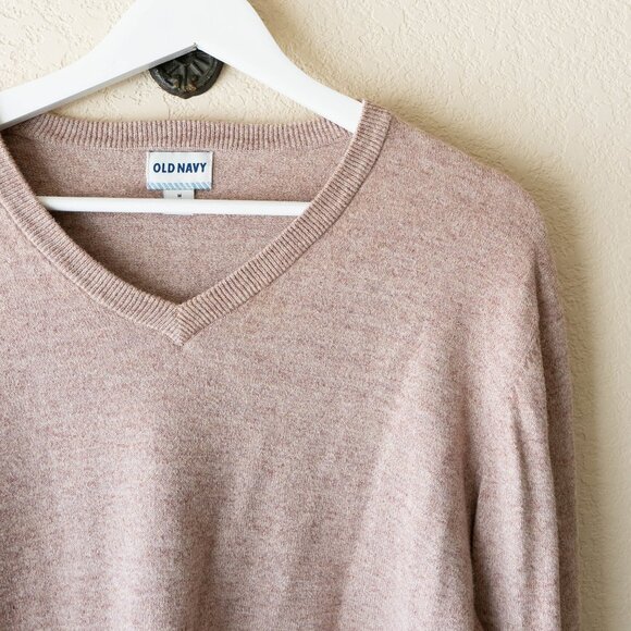 Old Navy Mens Medium V Neck Cotton Sweater Tan Neutral Casual Pullover - Picture 3 of 9